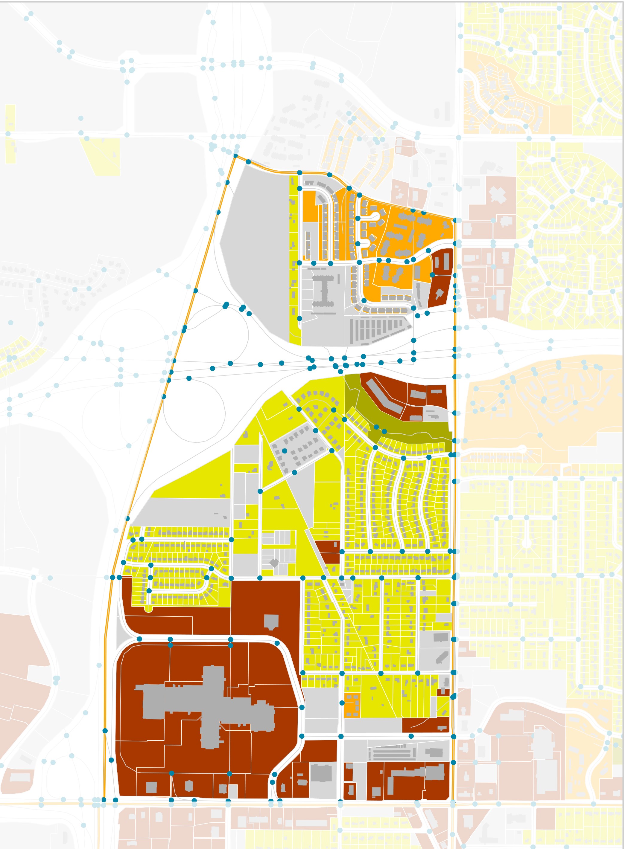 Spatial diagram of mixed-use design concept in Kansas City, MO