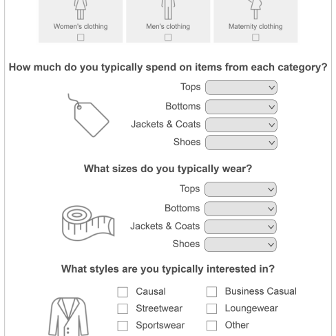 Fashion subscription questionnaire